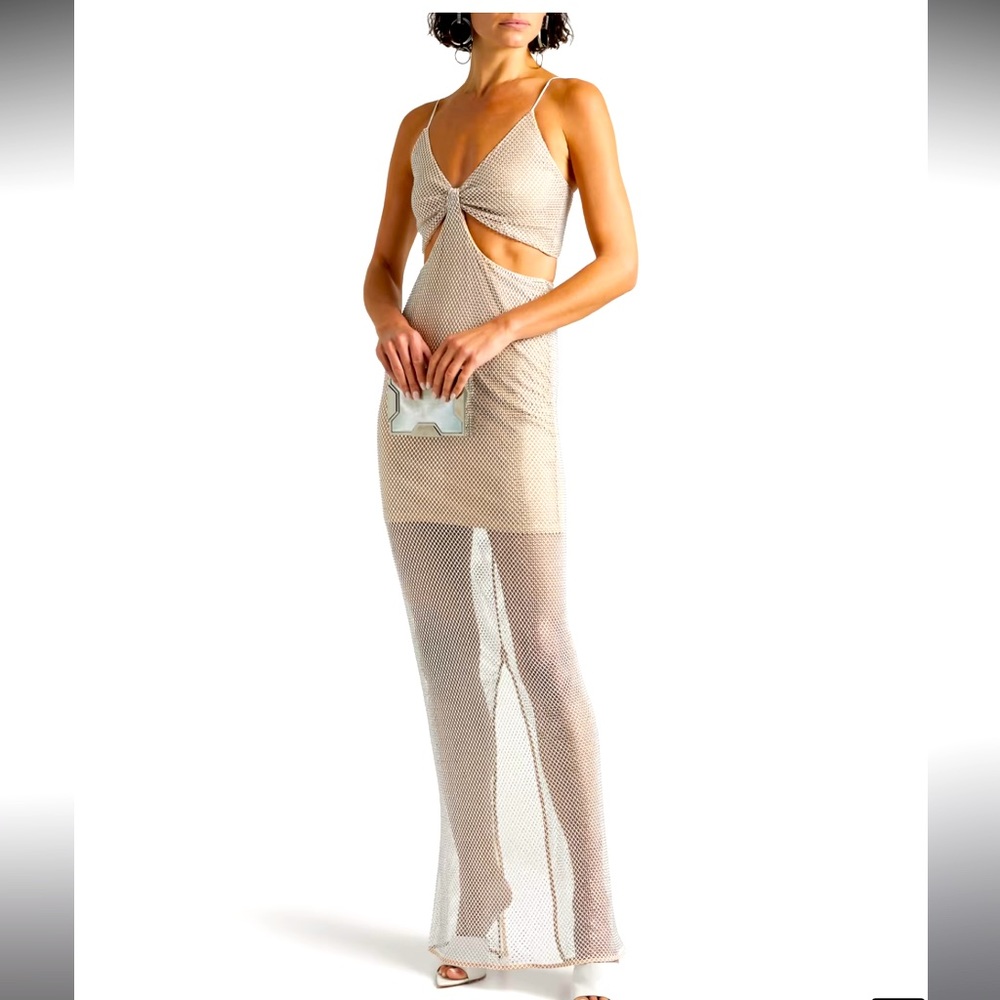 ALICE + OLIVIA Havana cutout crystal-embellished fishnet maxi dress
